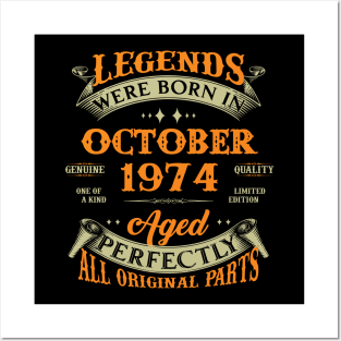 Legends Were Born In October 1974 50 Years Old 50th Birthday Gift Posters and Art